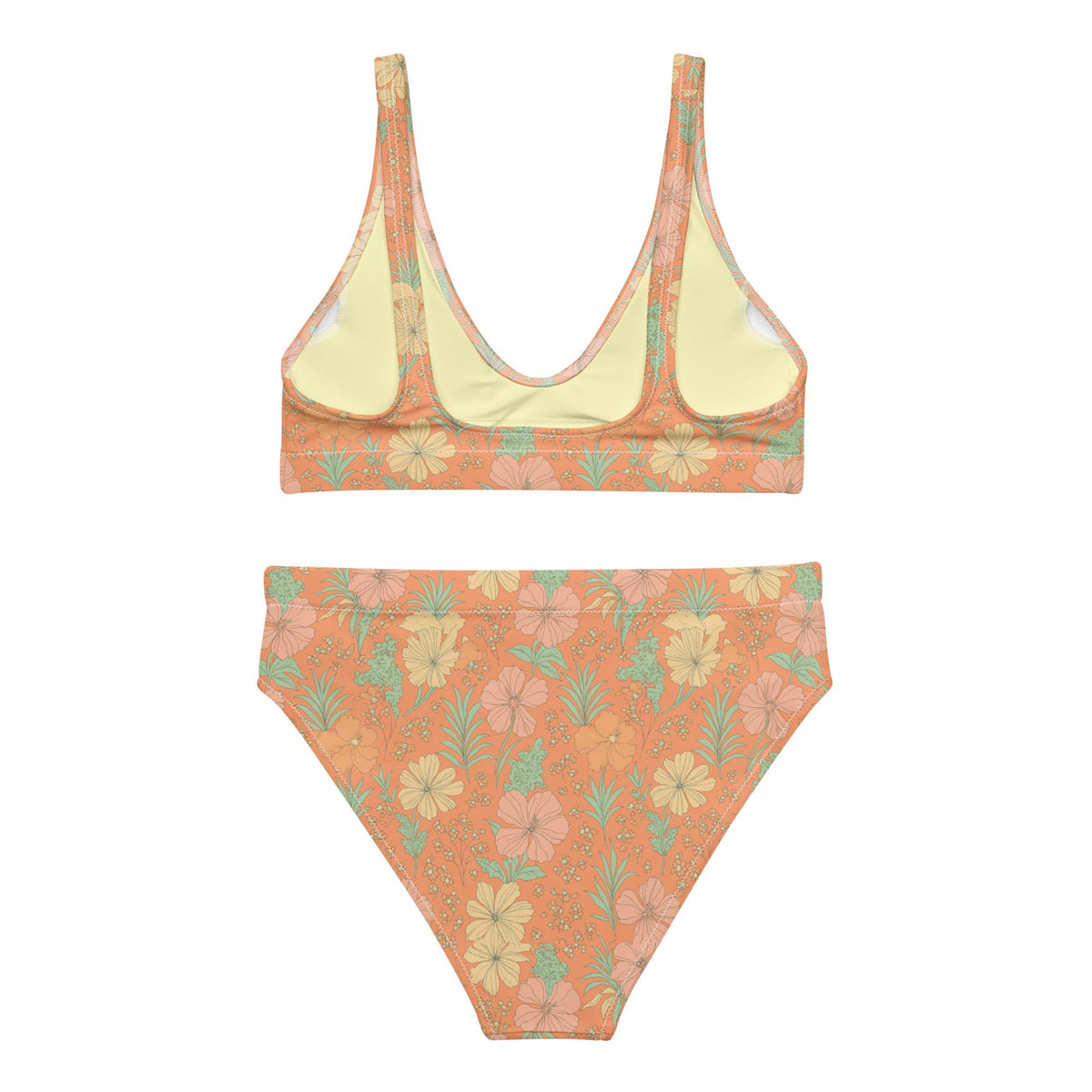 70s Floral High-Waisted Bikini – Recycled Retro Swimsuit