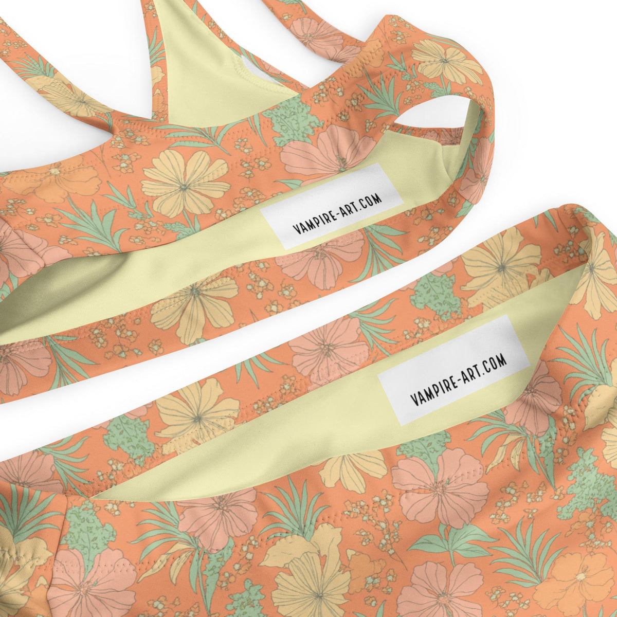 70s Floral High-Waisted Bikini – Recycled Retro Swimsuit