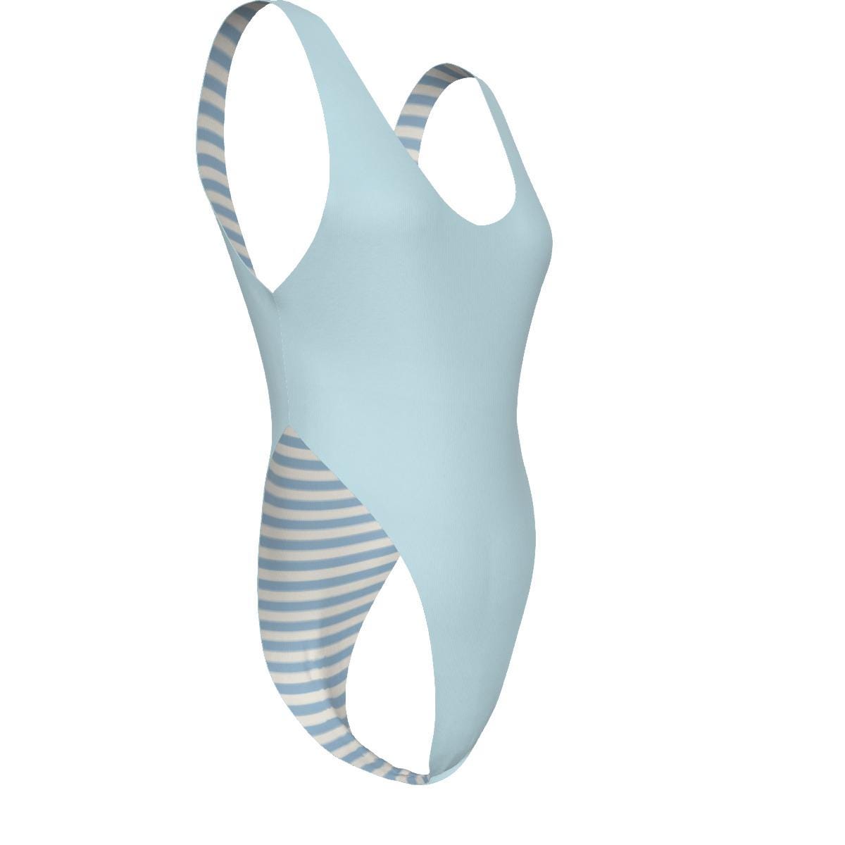 Sky Blue One-Piece Swimsuit – Cheeky High Leg, Coastal Coquette Style, Flattering Cut, NEW COLOURS