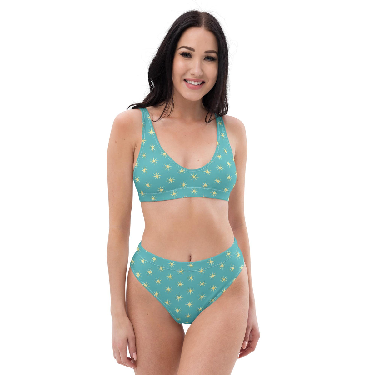 Coquette Turquoise Star Bikini – High-Waisted Recycled Swimsuit