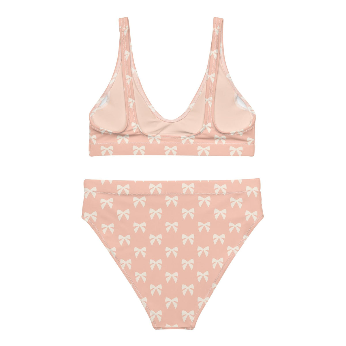 Coquette Bows Bikini Swimsuit – Eco-Friendly High-Waisted Two-Piece Coastal Cottagecore Romantic Retro Surf Active Beachwear