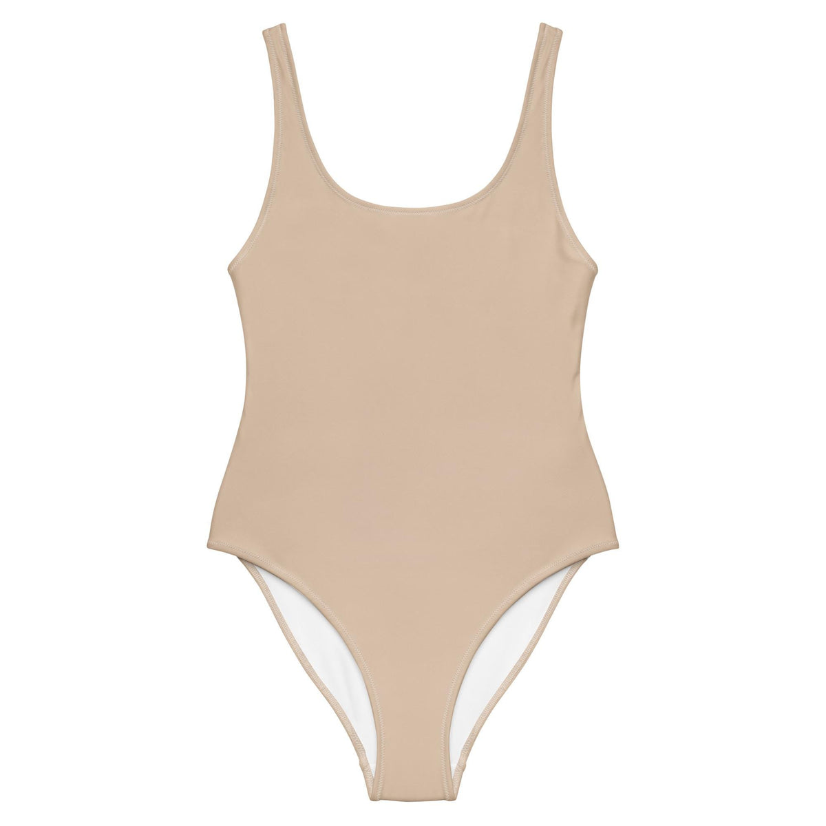 Nude Backless One-Piece Swimsuit, Soft Beige Classic Active Flattering XS-3XL