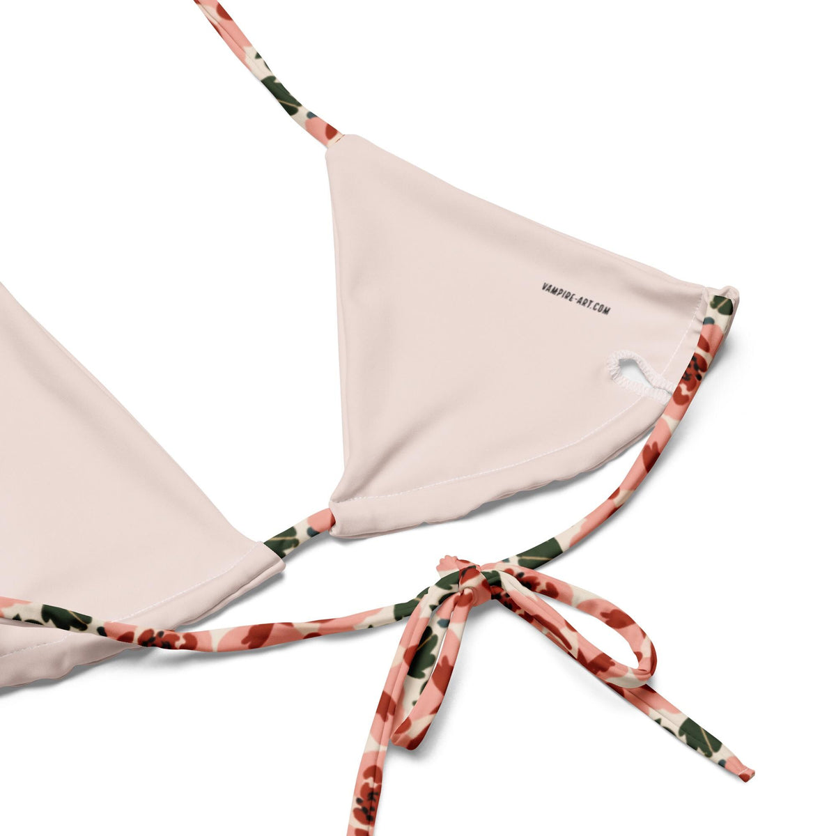 Rose Print String Bikini – Retro Floral Swimsuit, Recycled Fabric