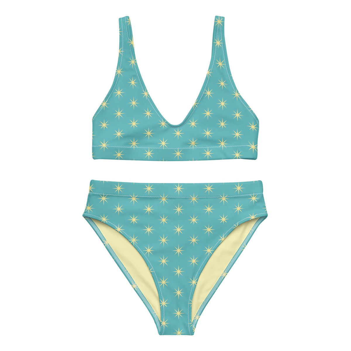 Coquette Turquoise Star Bikini – High-Waisted Recycled Swimsuit