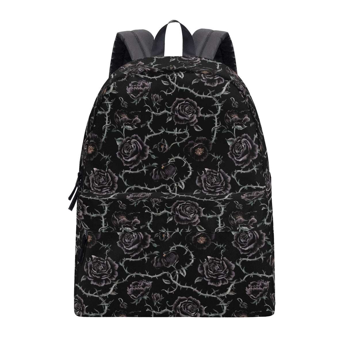 Gothic Black Roses Backpack – Grunge Canvas Laptop Bag