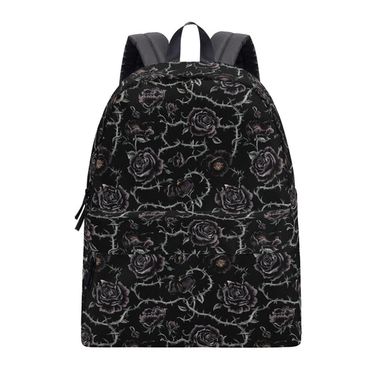 Gothic Black Roses Backpack – Grunge Canvas Laptop Bag