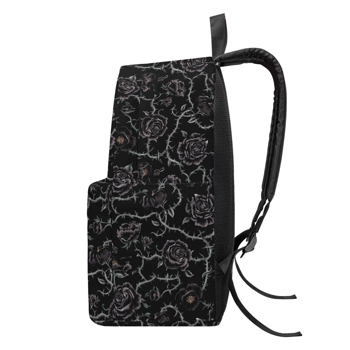 Gothic Black Roses Backpack – Grunge Canvas Laptop Bag