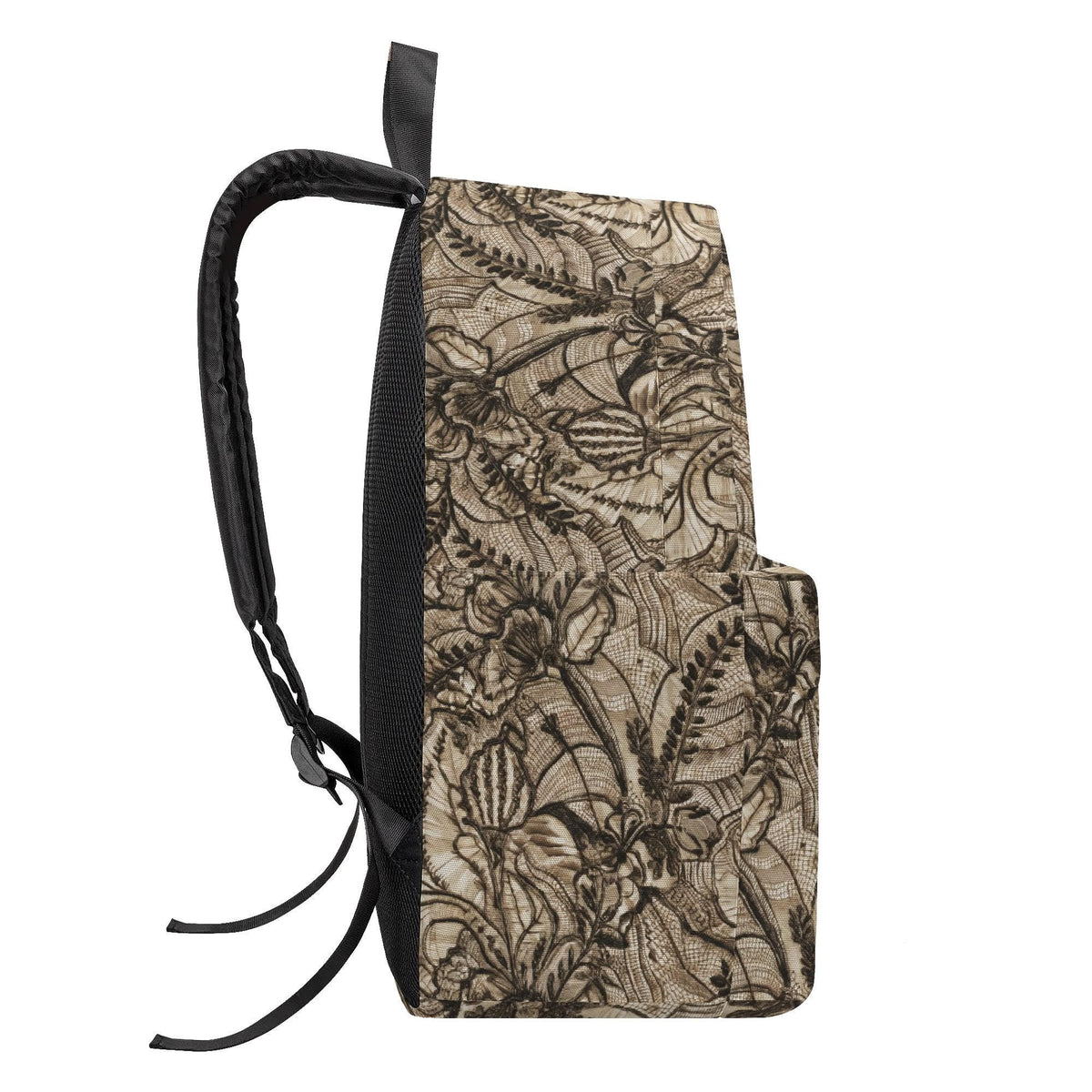 Gothic Floral Lace Print Backpack – Canvas Travel Bag, Laptop Sleeve