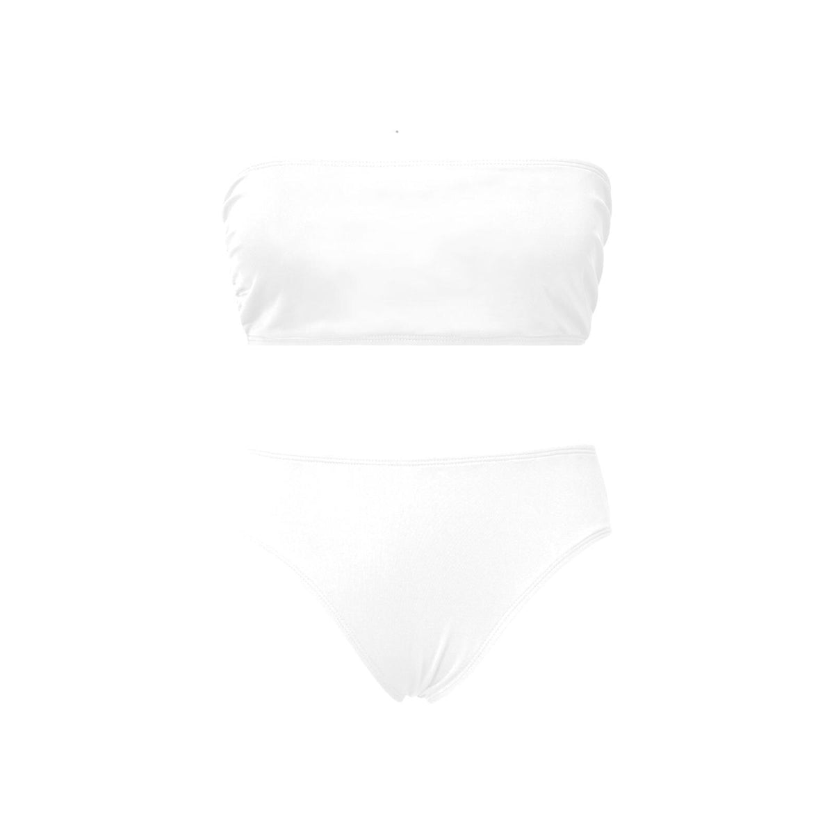 Retro White Bandeau Bikini Set – Coquette, 80s Minimalist High Leg, Lightweight Sheer-Effect Swimwear