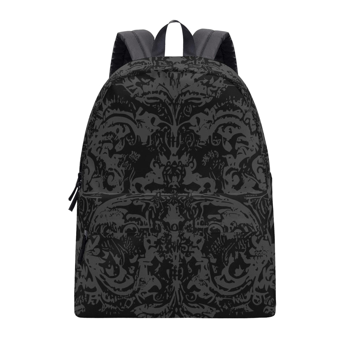 Gothic Black Damask Backpack – Durable Canvas & Polyester, Laptop Sleeve Option, 3 Sizes, Adults Students Kids Work Travel