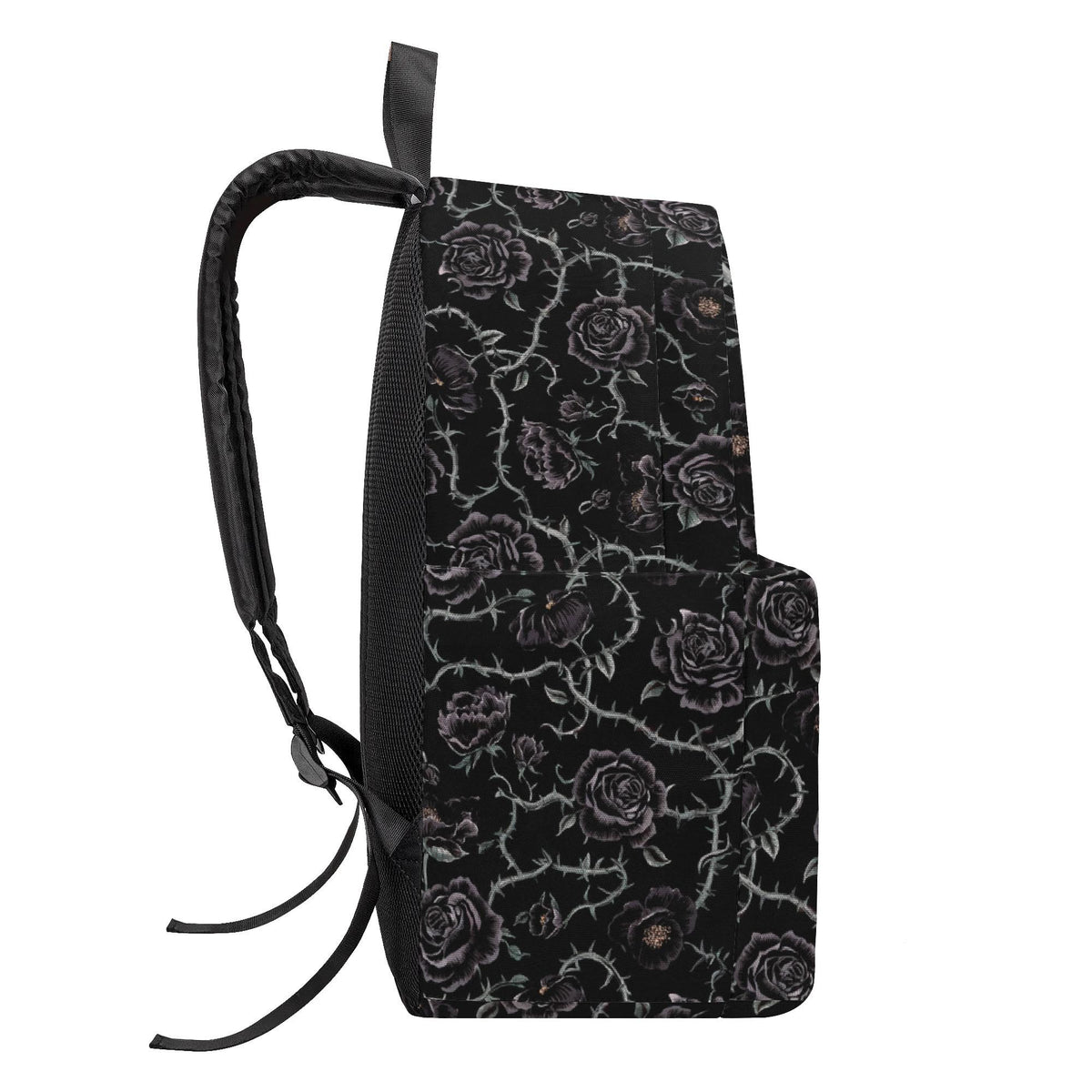 Gothic Black Roses Backpack – Grunge Canvas Laptop Bag