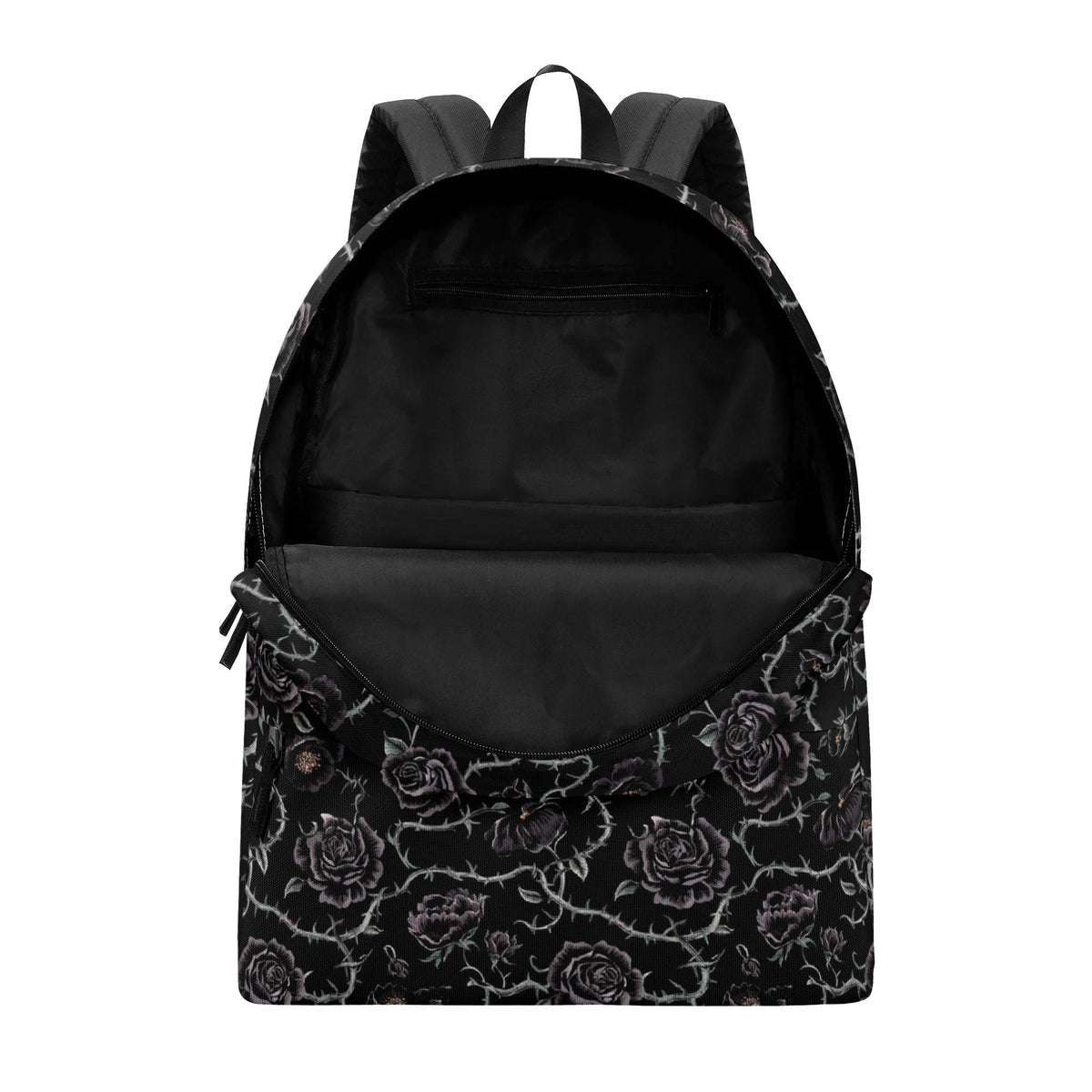 Gothic Black Roses Backpack – Grunge Canvas Laptop Bag