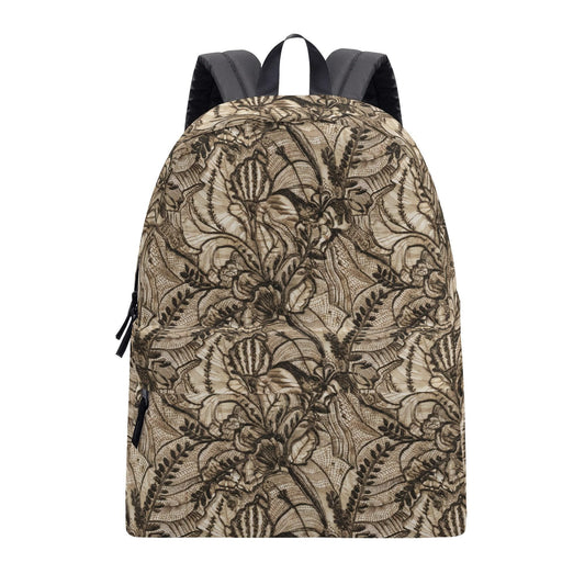 Gothic Floral Lace Print Backpack – Canvas Travel Bag, Laptop Sleeve