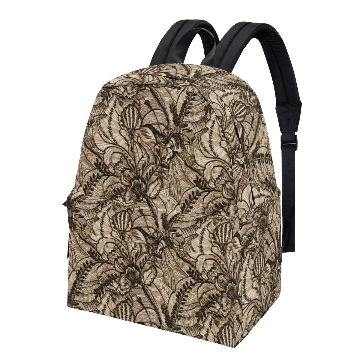 Gothic Floral Lace Print Backpack – Canvas Travel Bag, Laptop Sleeve