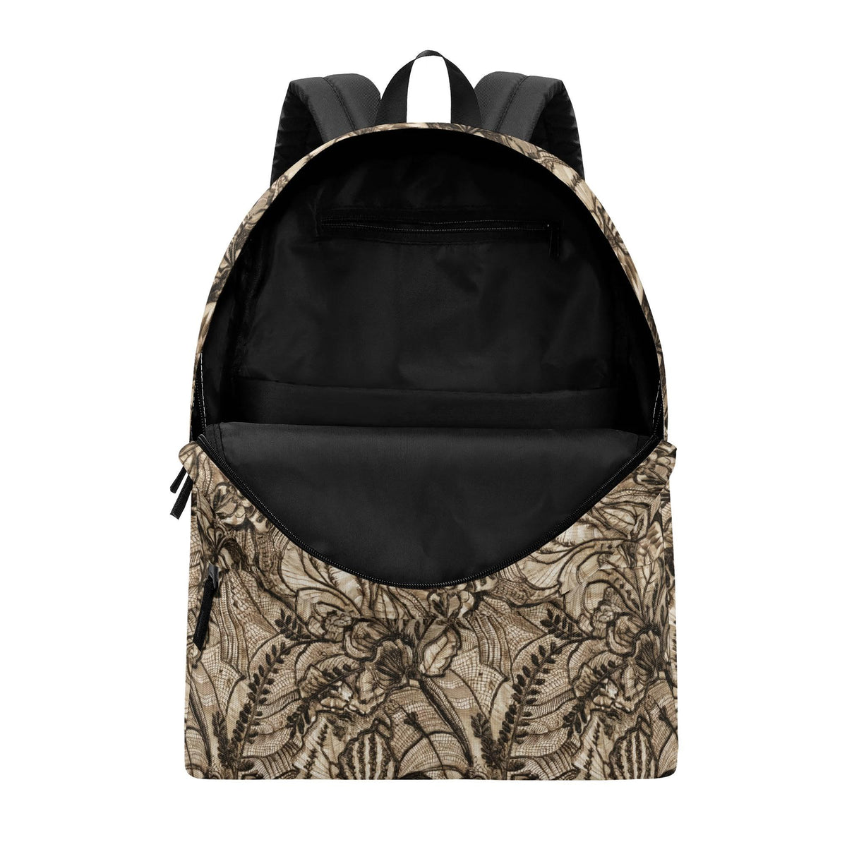 Gothic Floral Lace Print Backpack – Canvas Travel Bag, Laptop Sleeve