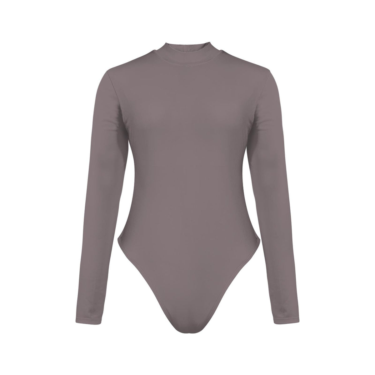 Y2K Taupe Backless Swimsuit – Long Sleeve Bodysuit with Thumbholes