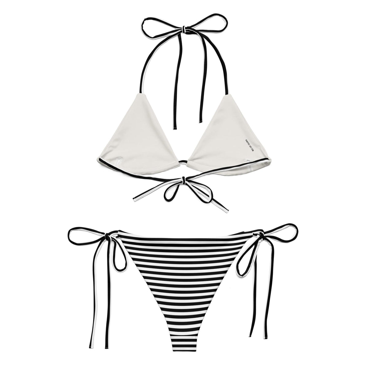 Nautical Striped Bikini Set, Retro Tie-Up Swimsuit