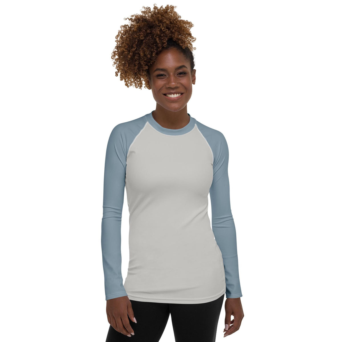 Retro Surf Long Sleeve Rash Guard, Misty Blue Grey