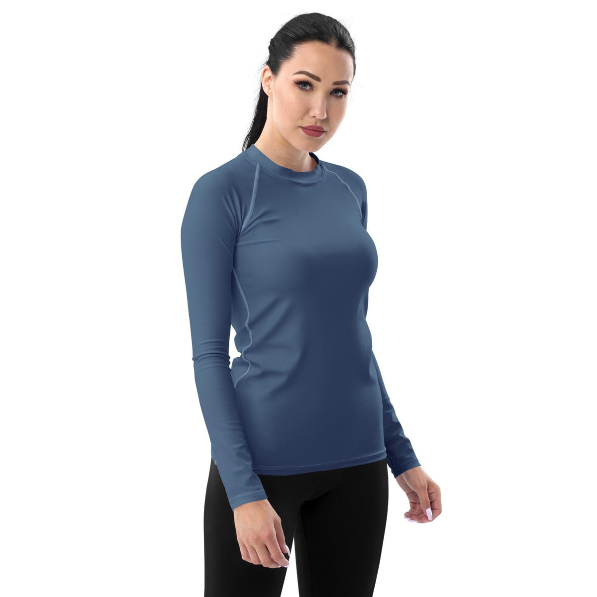 Grungy Petrol Blue Long-Sleeve Rash Guard, Sun Protection