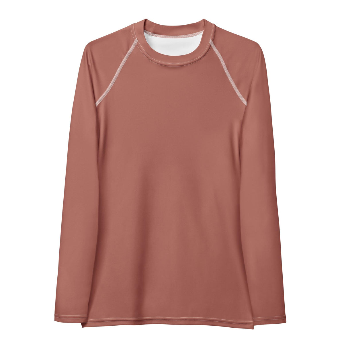 Retro Surf 70s Long-Sleeve Swim Shirt, Women's Rash-Guard Top, Vintage Clay Brown (Top only)