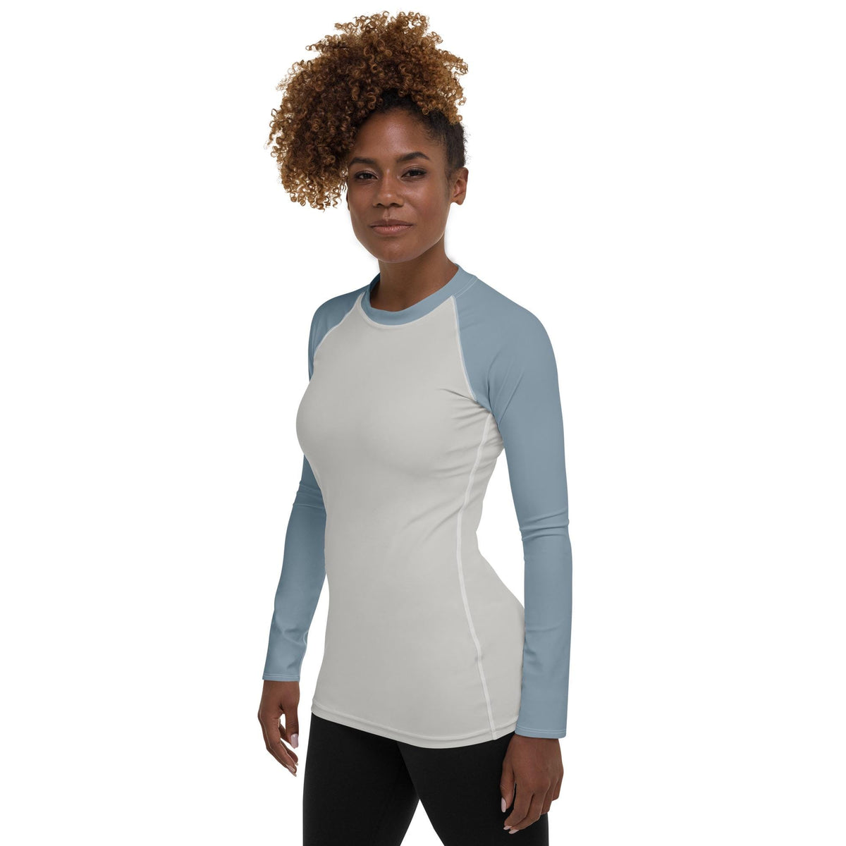 Retro Surf Long Sleeve Rash Guard, Misty Blue Grey