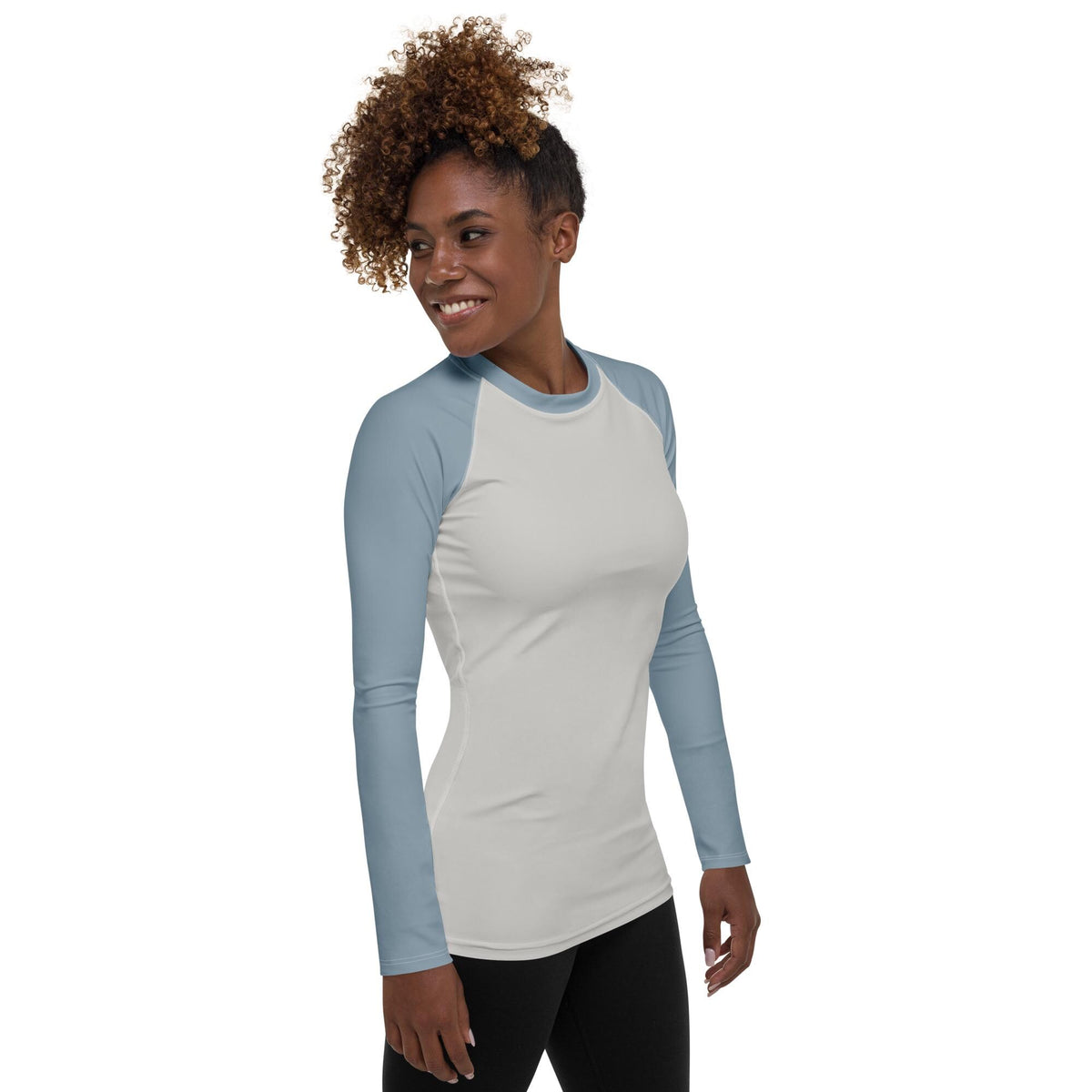 Retro Surf Long Sleeve Rash Guard, Misty Blue Grey