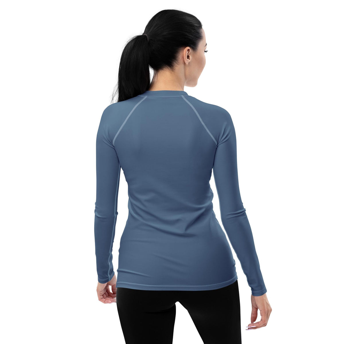 Grungy Petrol Blue Long-Sleeve Rash Guard, Sun Protection