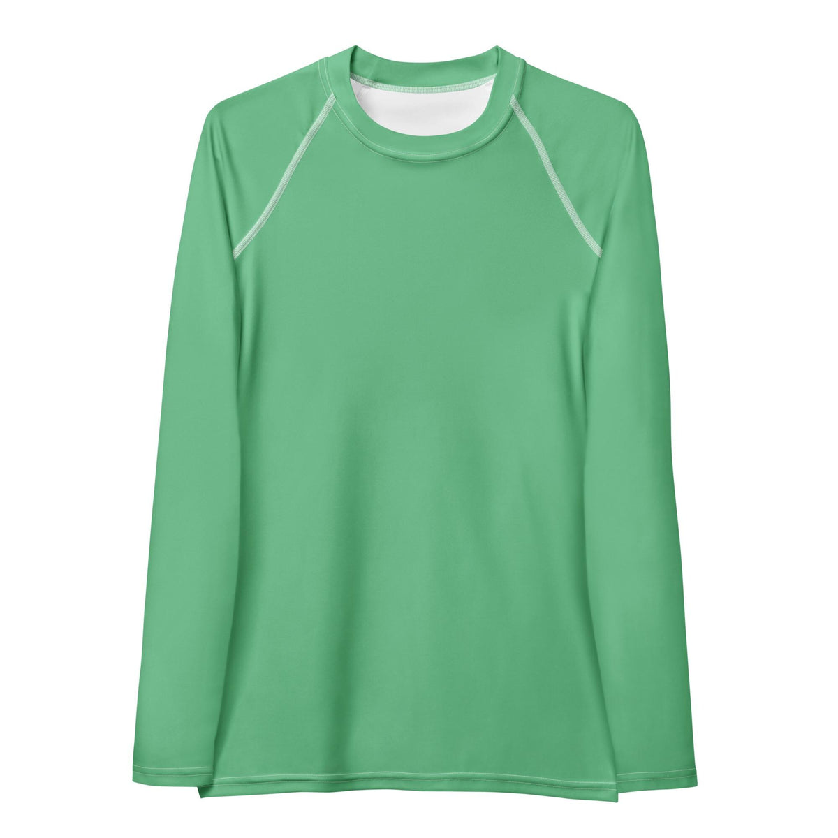 Retro Surf Long-Sleeve Swim-Shirt, Raglan Rash-Guard Sun Protection, Vintage Seafoam Malibu Green (Top Only)