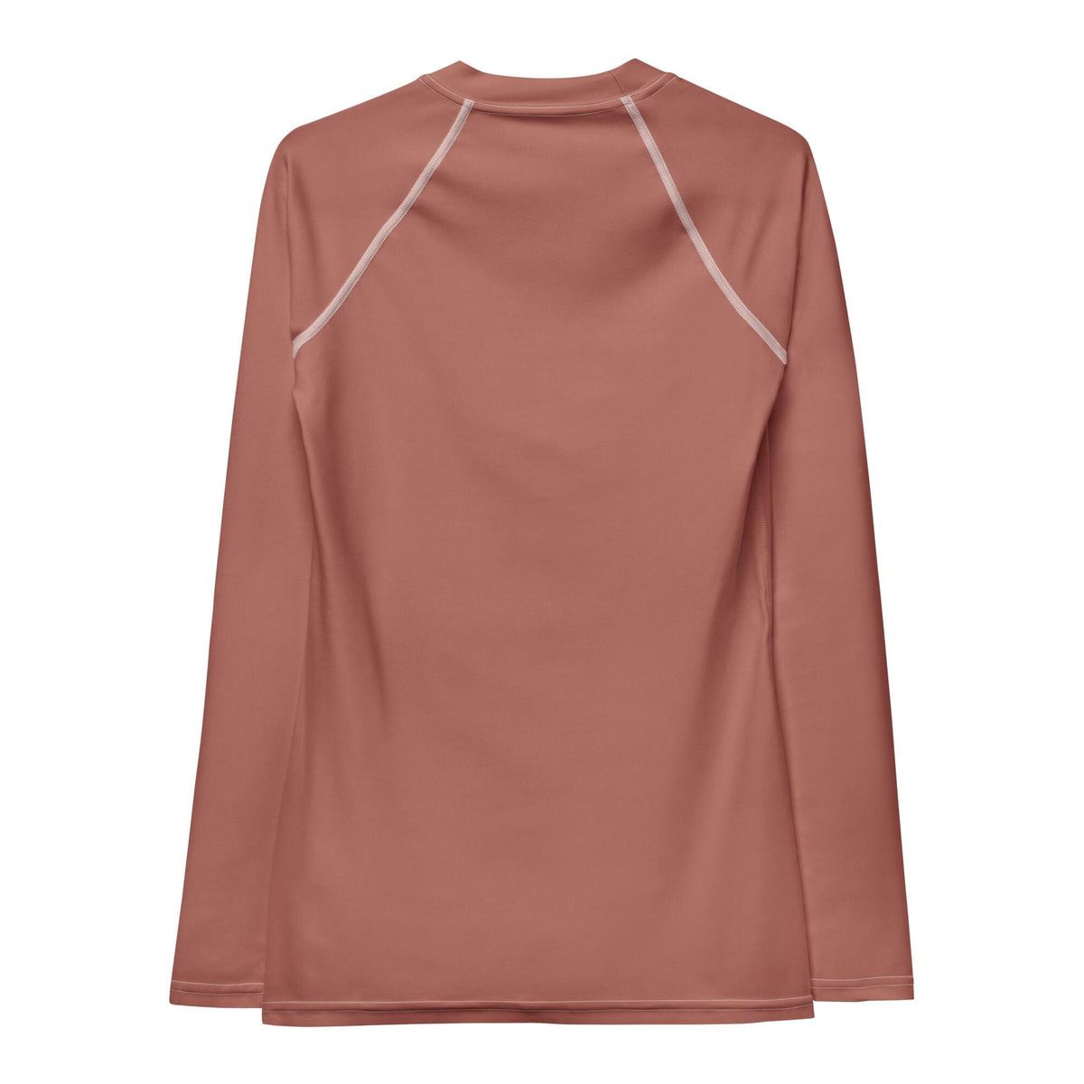 Retro Surf 70s Long-Sleeve Swim Shirt, Women's Rash-Guard Top, Vintage Clay Brown (Top only)