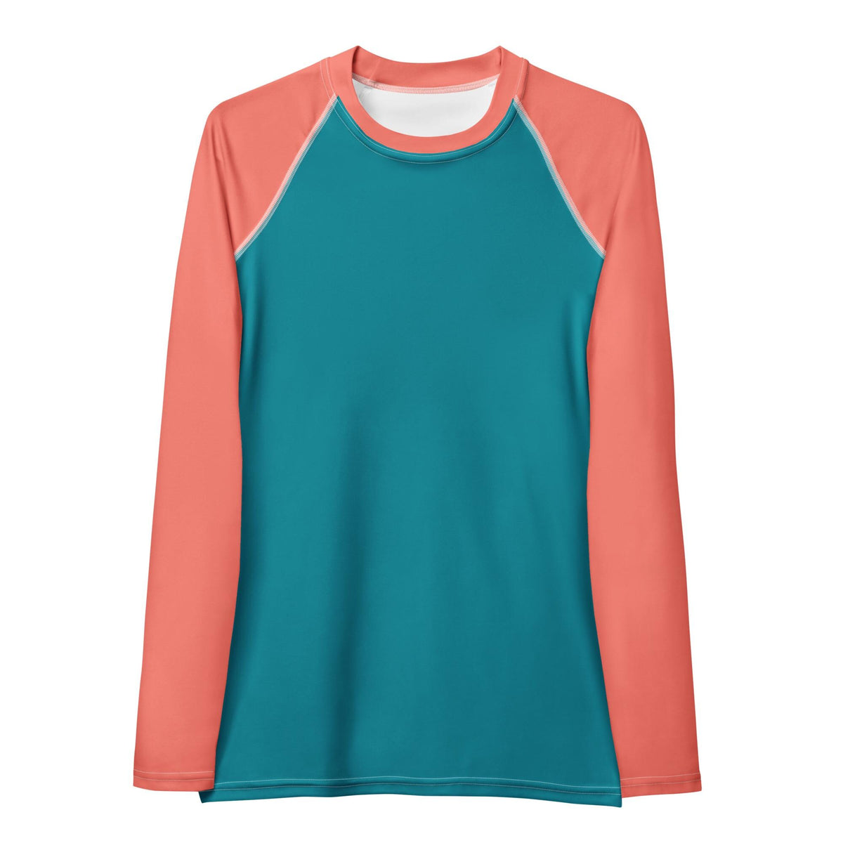 Retro 70s Surf Long Sleeve Rash Guard, Two-Tone Swim Shirt