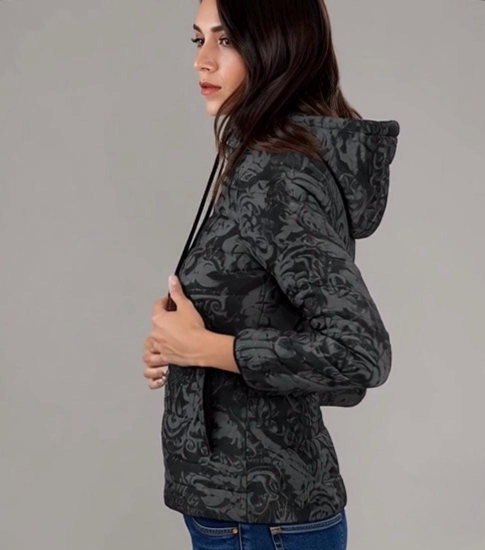 Vampire Art Urban Gothic Lightweight Padded Hooded Jacket – Unique Grunge & Vintage-Inspired Prints, S–2XL