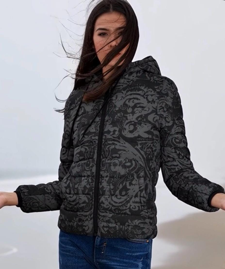 Vampire Art Urban Gothic Lightweight Padded Hooded Jacket – Unique Grunge & Vintage-Inspired Prints, S–2XL