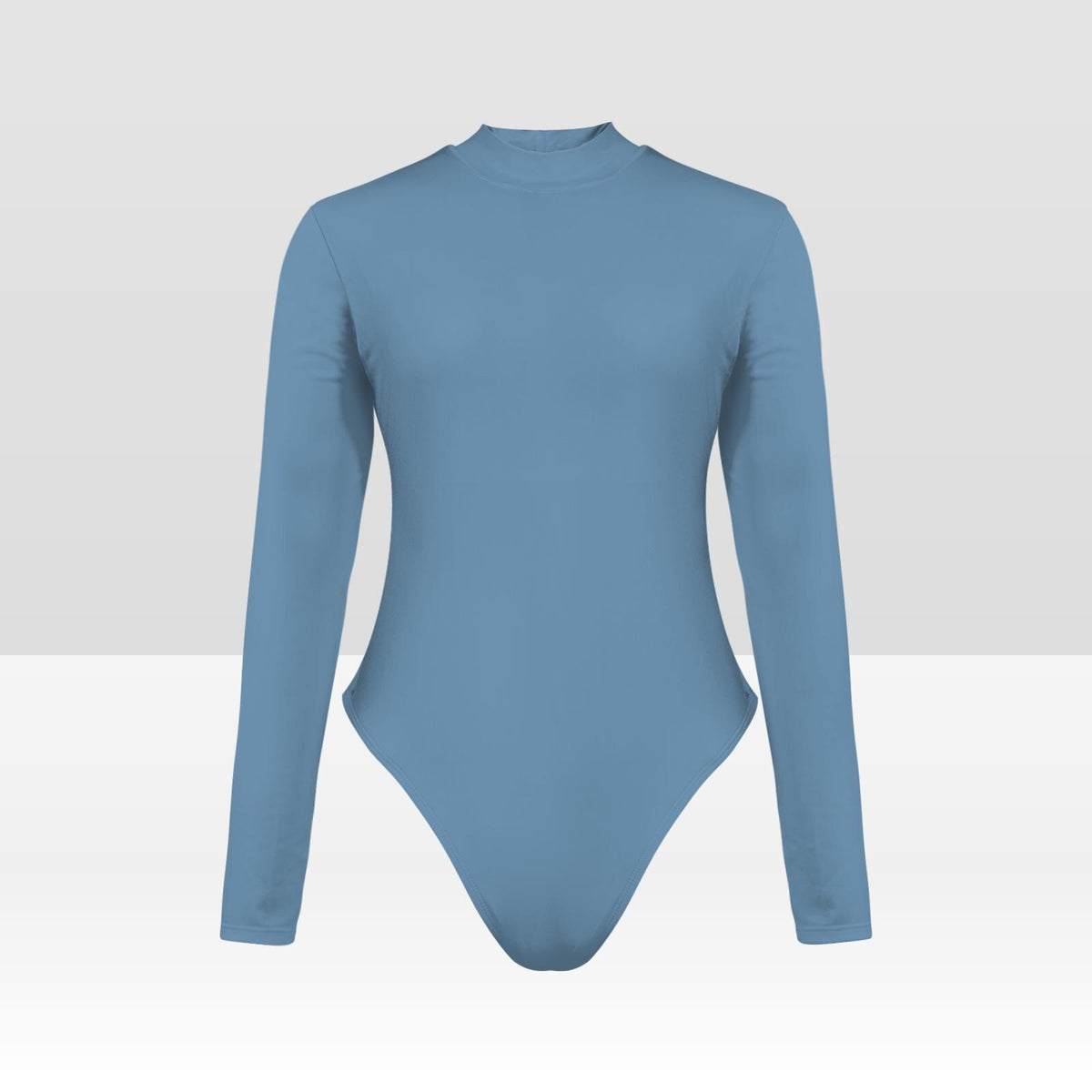Surfing Women One-Piece Swimsuit, Long-Sleeve Open-Back Rash-Guard, Lined Front, Removable Padding - Powder Blue