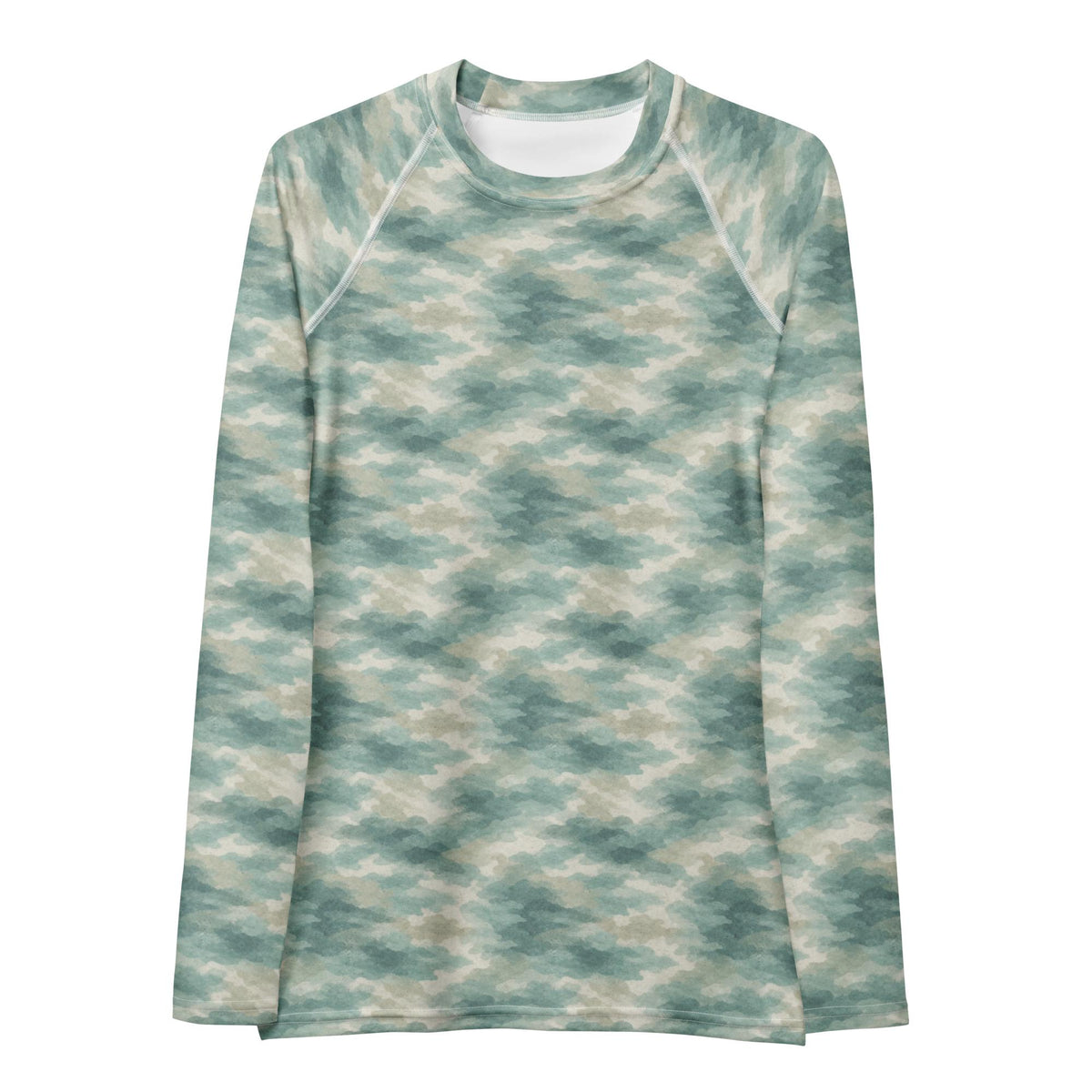 Retro Surf Long-Sleeve Swim Shirt, Women's Rash Guard Top, Sun Protection, Ocean Water Camouflage