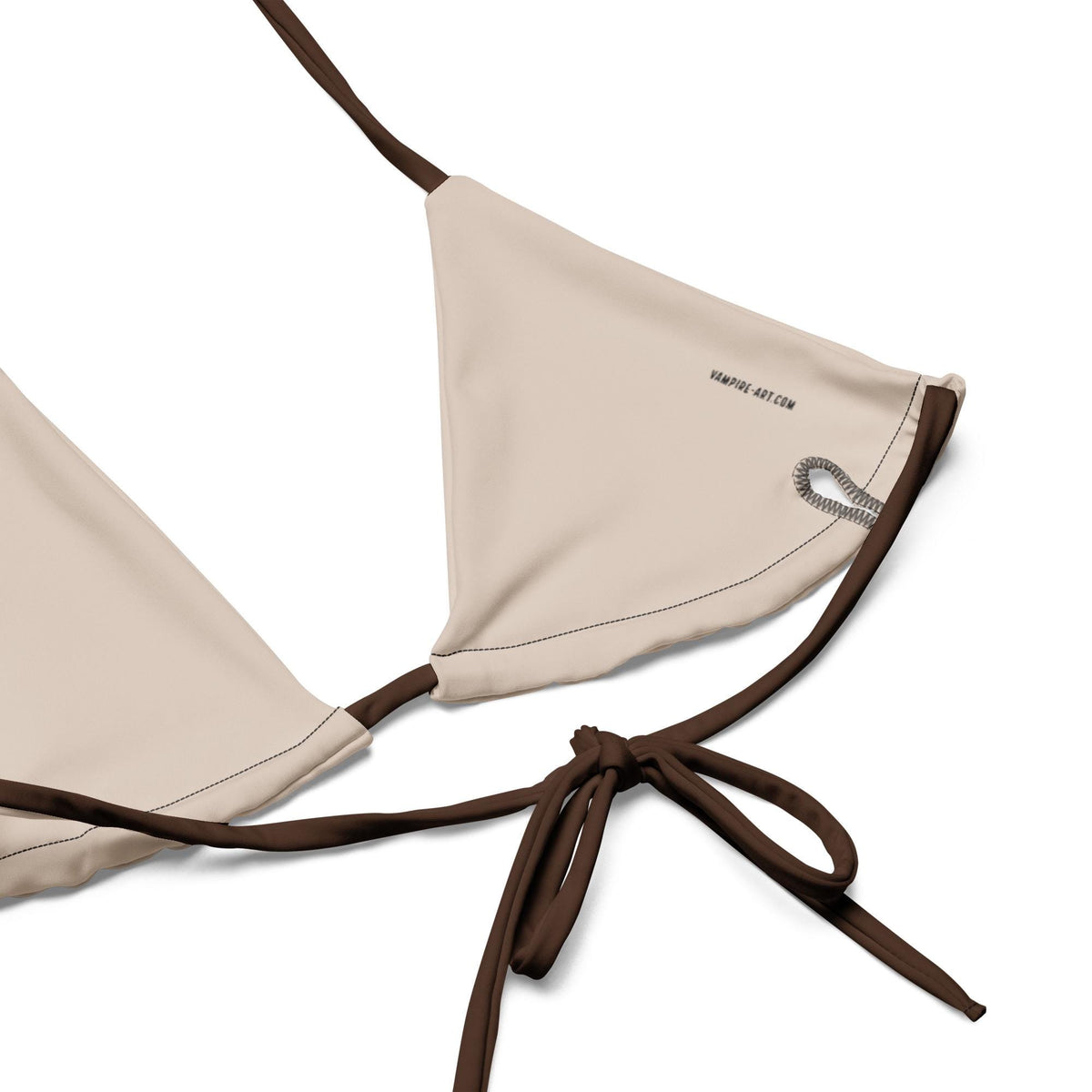 Classic Retro & Stylish Brown Triangle Swimsuit, Eco-Friendly Recycled Strappy Bikini Set, Lined, Removable Padding