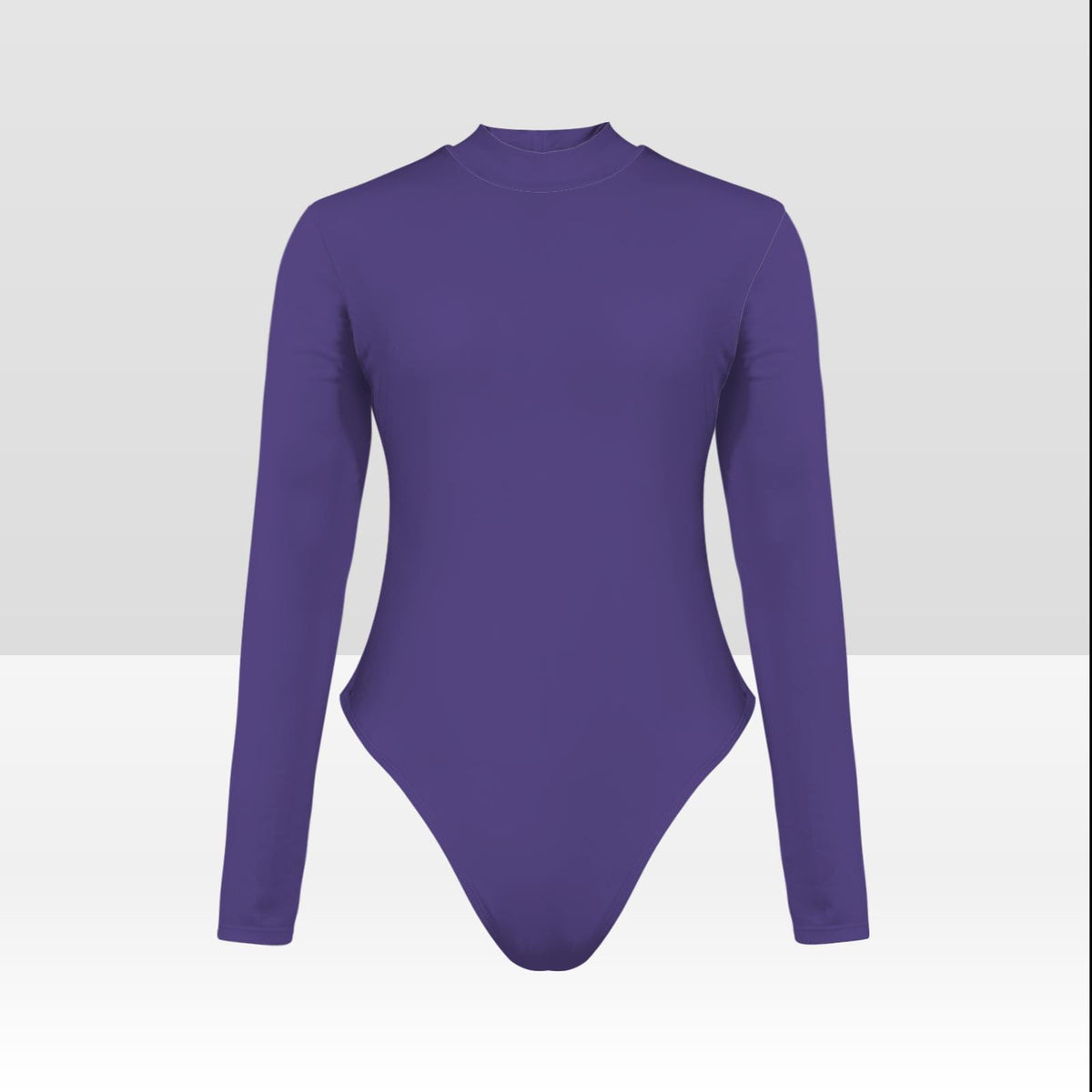 Deep Purple Blue Swimsuit – Long-Sleeve Open-Back Surf Yoga Rash Guard, Front Lined, Removable Padding