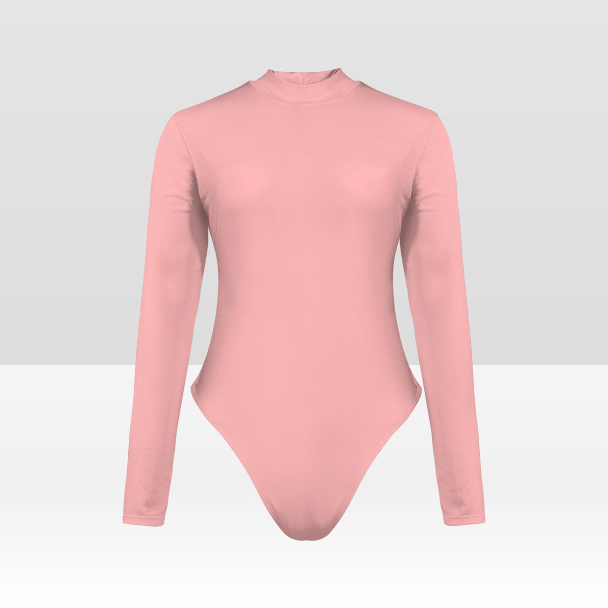 Retro Bubblegum Baby Pink Long-Sleeve Swimsuit, One-Piece Surf Swimwear, Front Lined, Removable Padding