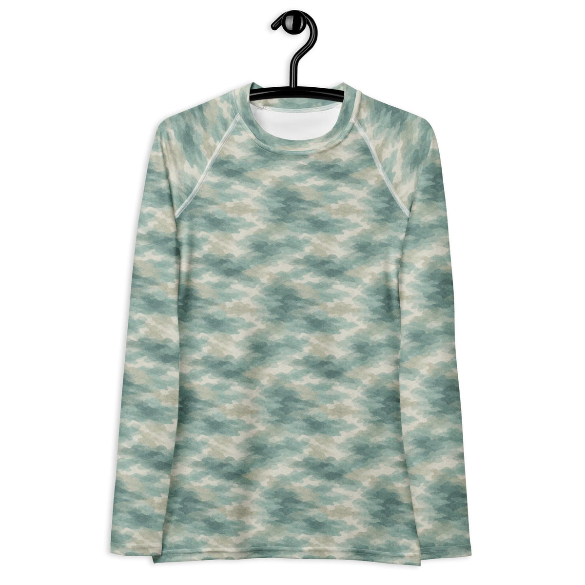 Retro Surf Long-Sleeve Swim Shirt, Women's Rash Guard Top, Sun Protection, Ocean Water Camouflage