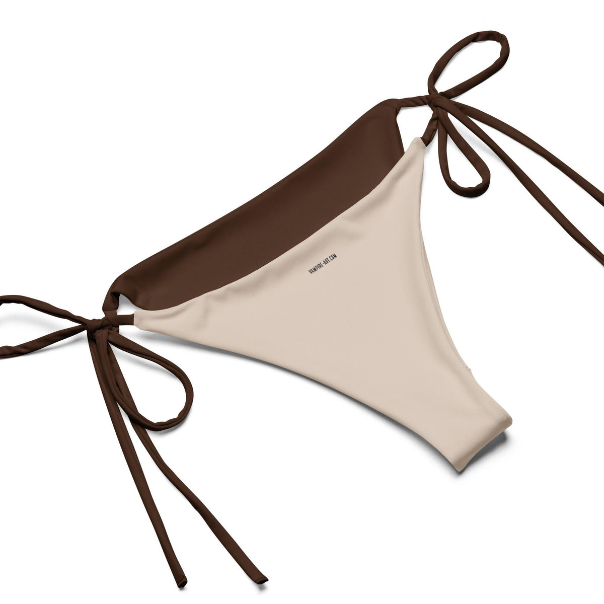 Classic Retro & Stylish Brown Triangle Swimsuit, Eco-Friendly Recycled Strappy Bikini Set, Lined, Removable Padding