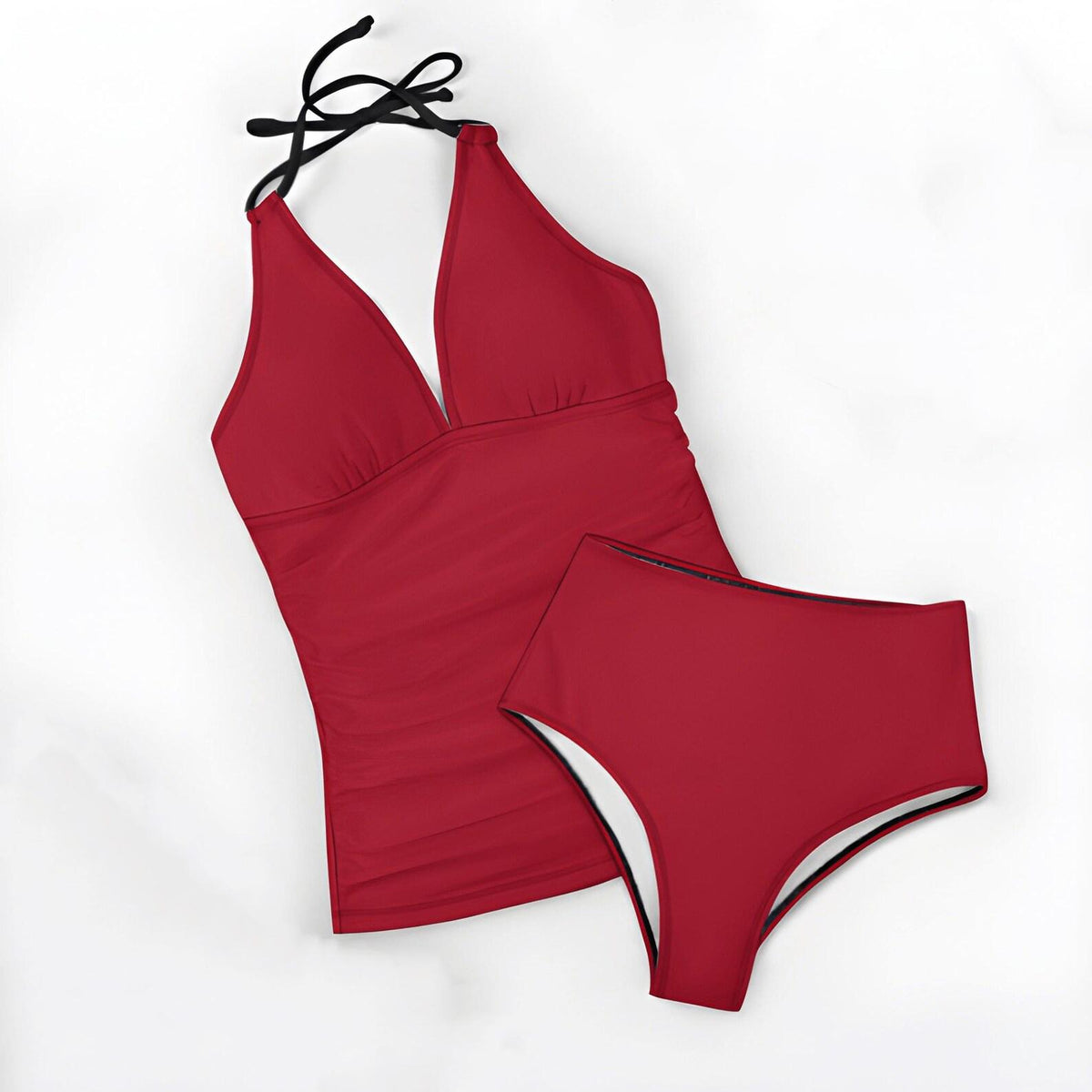 Retro Chic Classic Active Split Surf Tankini Swimsuit - Burgundy & Other Colours