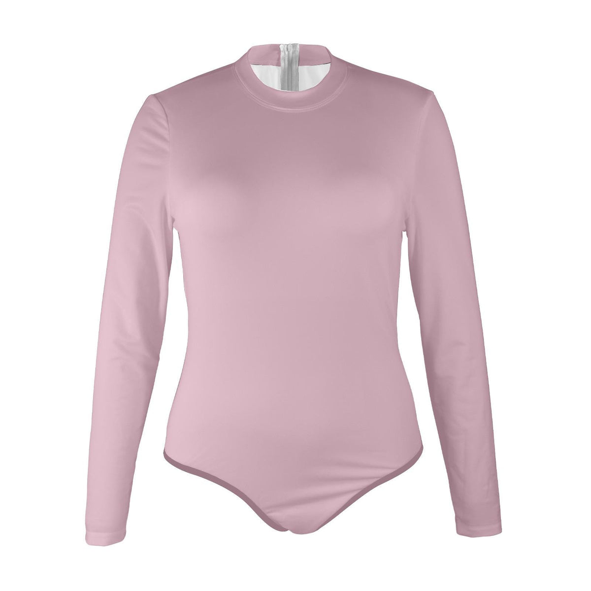 Retro Long-Sleeve One-Piece Swimsuit - Back Zipper - Lightweight - Soft Chest Pads - Lavender