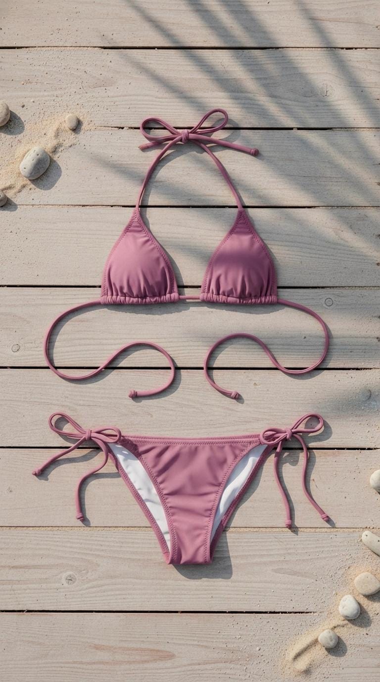 Purple Triangle Bikini Set, Removable Pads, Adjustable Halter String Tie-Up Swimsuit, XS-2XL