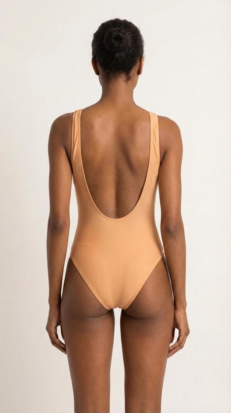 Classic Retro Striped One-Piece Swimsuit | Coquette Surf Swimwear | High-Leg | 1970s Salmon Orange
