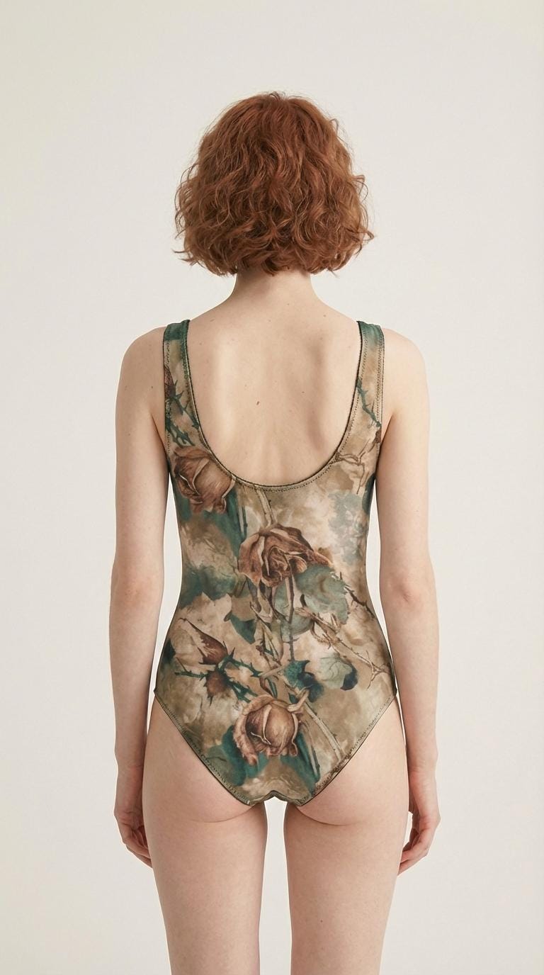 Grunge Faded and Distressed Print Retro Floral Classic One-Piece Swimsuit