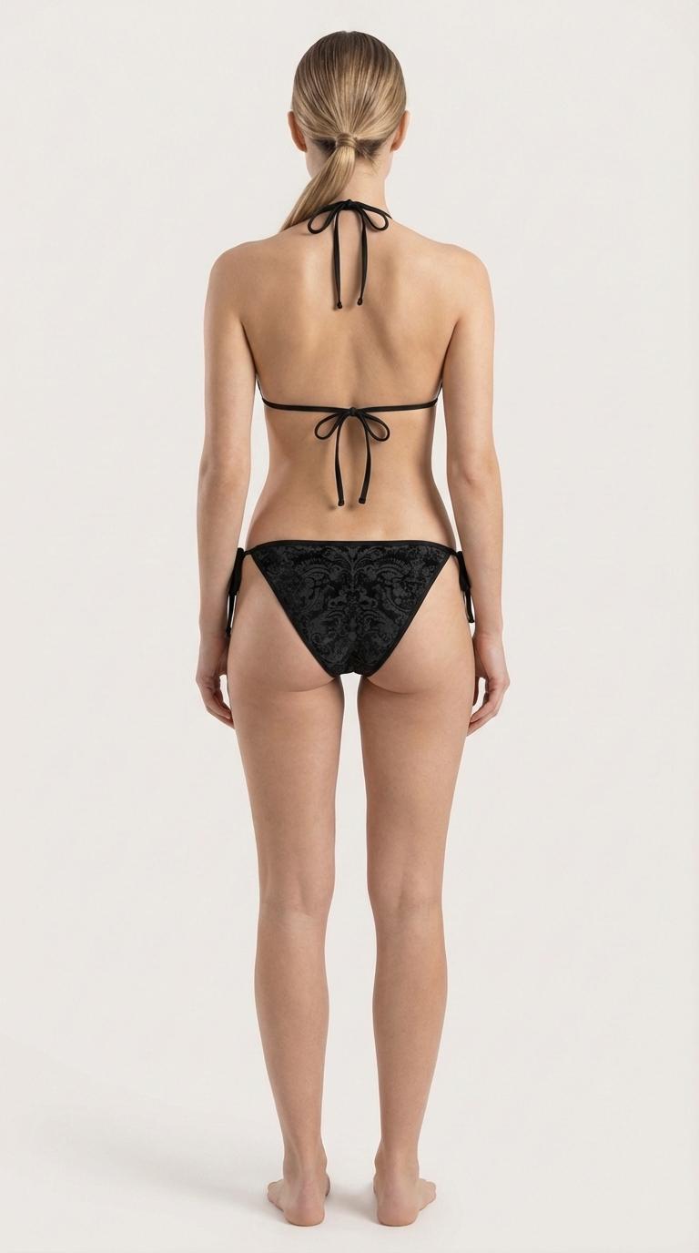 Goth Grunge Bikini – Black Damask, Alt Swimwear for Dark Aesthetics, Sizes S to 5XL