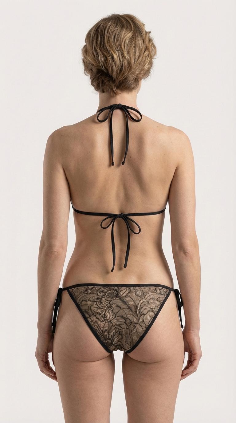 Dark Coquette Lace Print Bikini Set – Gothic Romantic Printed Swimsuit