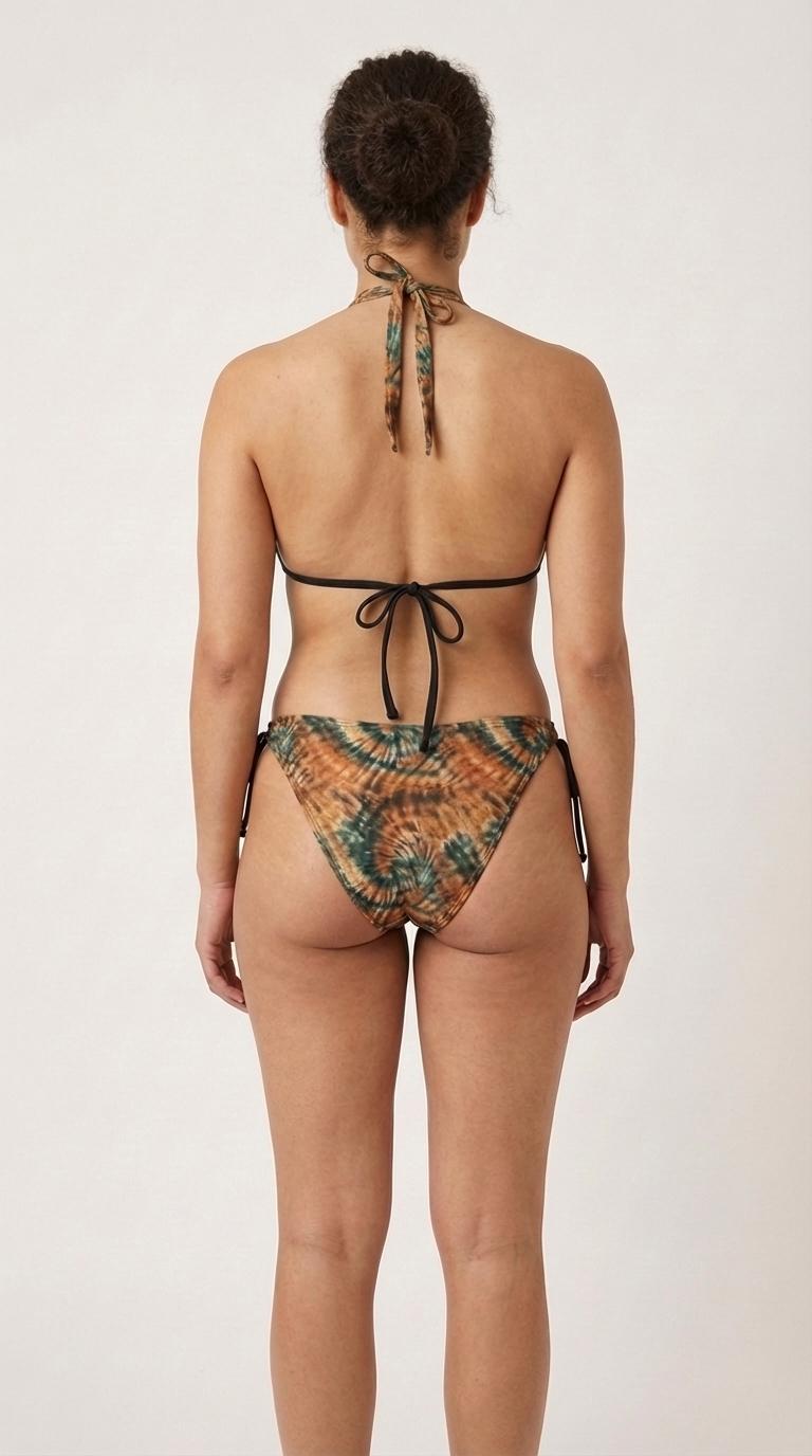Boho Tie-Dye Triangle Bikini Set – Retro Festival Swimwear with Halter Top – Hippie Beach Style