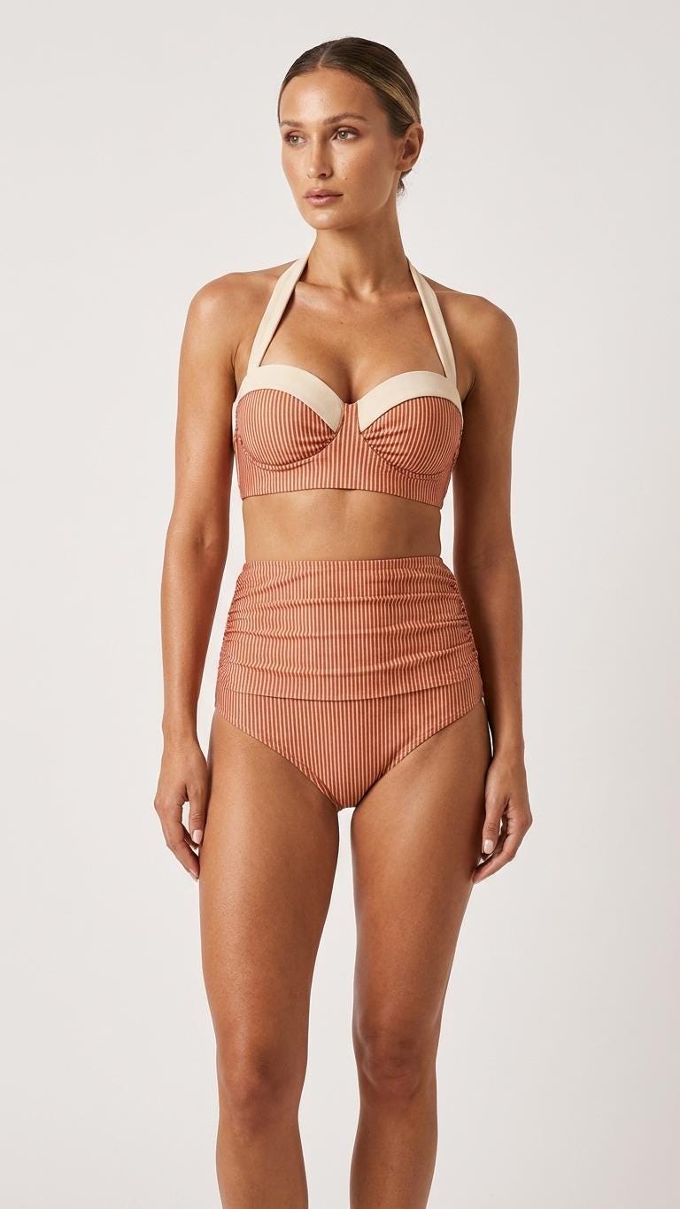 Retro High-Waisted Bikini | Pin-Up Striped Halter Swimsuit