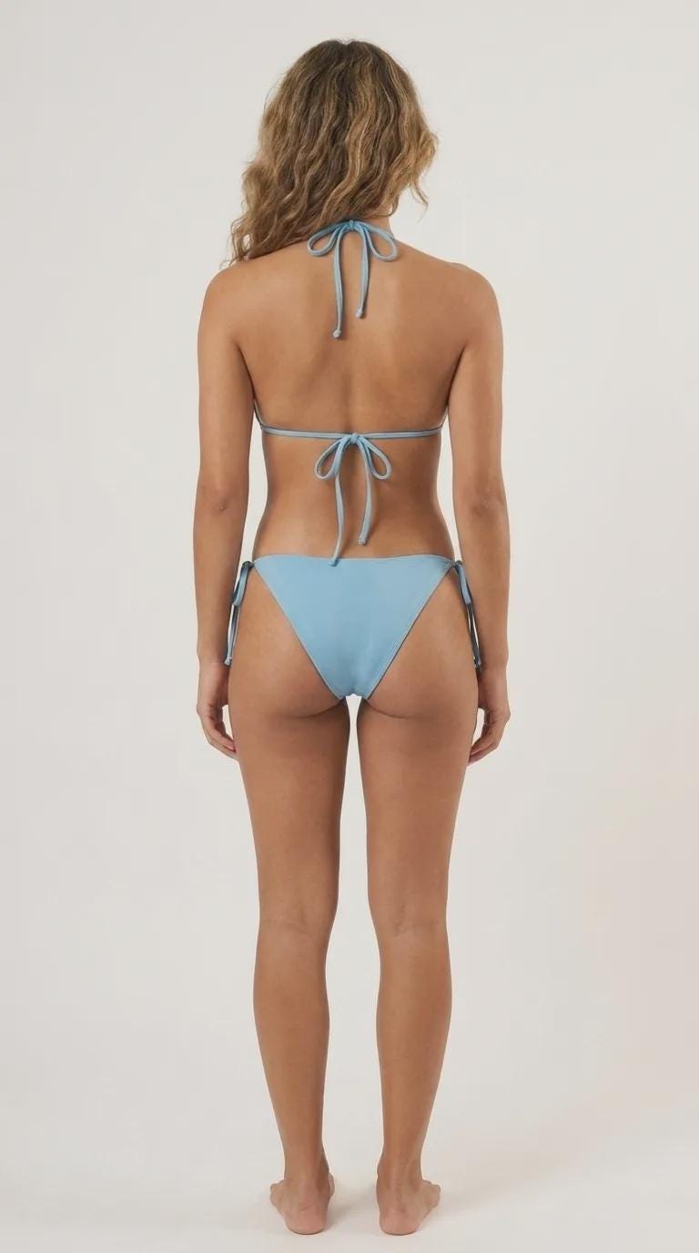Powder Blue Hibiscus Bikini Set: Coquette Tie-Up Swimwear
