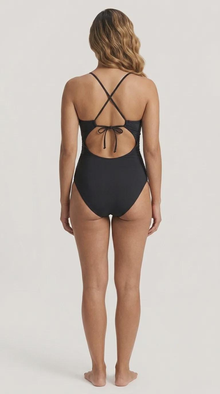 Halter Keyhole Cut-Out One-Piece Swimsuit, Lace-Up Back & Tummy Control, Black